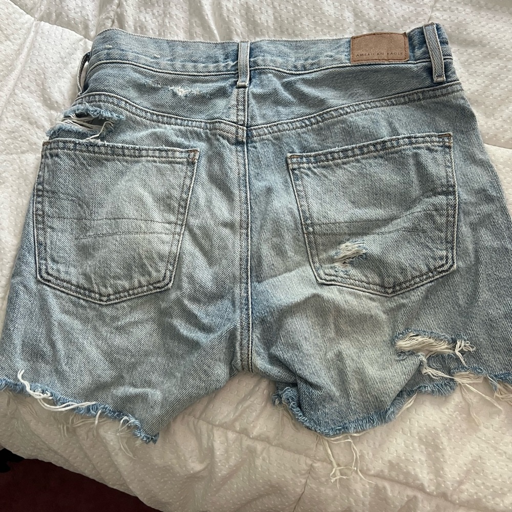 American Eagle Outfitters Blue Distressed Jean Shorts